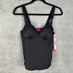 Spanx Brallelujah Swim Tank Womens 8 B/C Black Underwire Padded Tankini Slimming